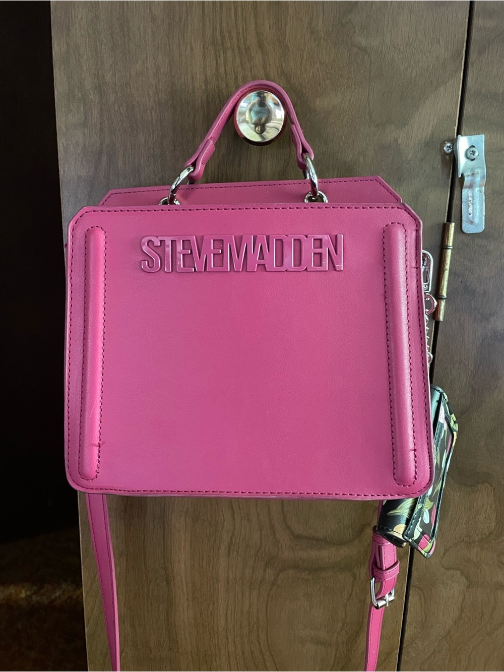 Steve Madden Hot Pink Structured Top-Handle Crossbody Bag